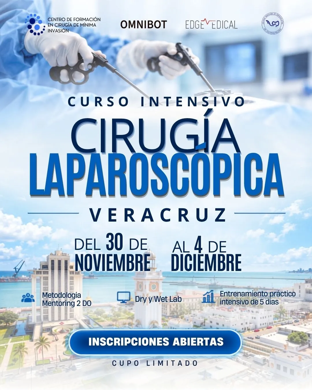 Flyer del Curso intensivo de Cirugía Laparoscópica en Veracruz